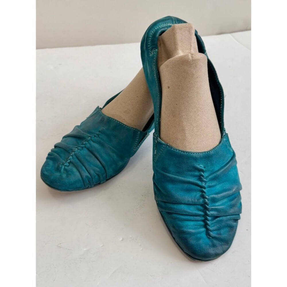 Sundance Viviane Burnished Ballet Flats Turquoise Size EU 41 US 10-10.5
